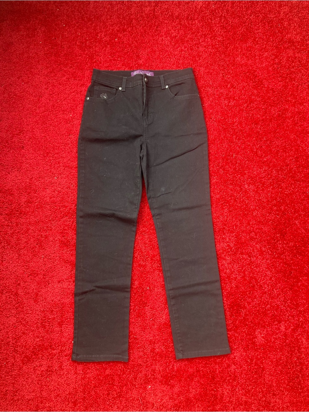 Gloria Vanderbilt Black Straight-Leg Jeans Women’s Size 4 Petite Casual
